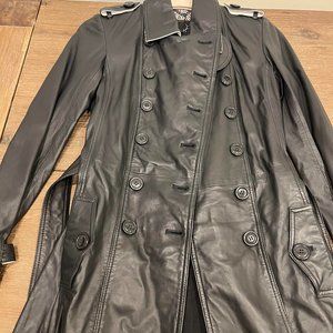 NWT Bod + Christensen Leather Coat Belted Trench Coat - Size S